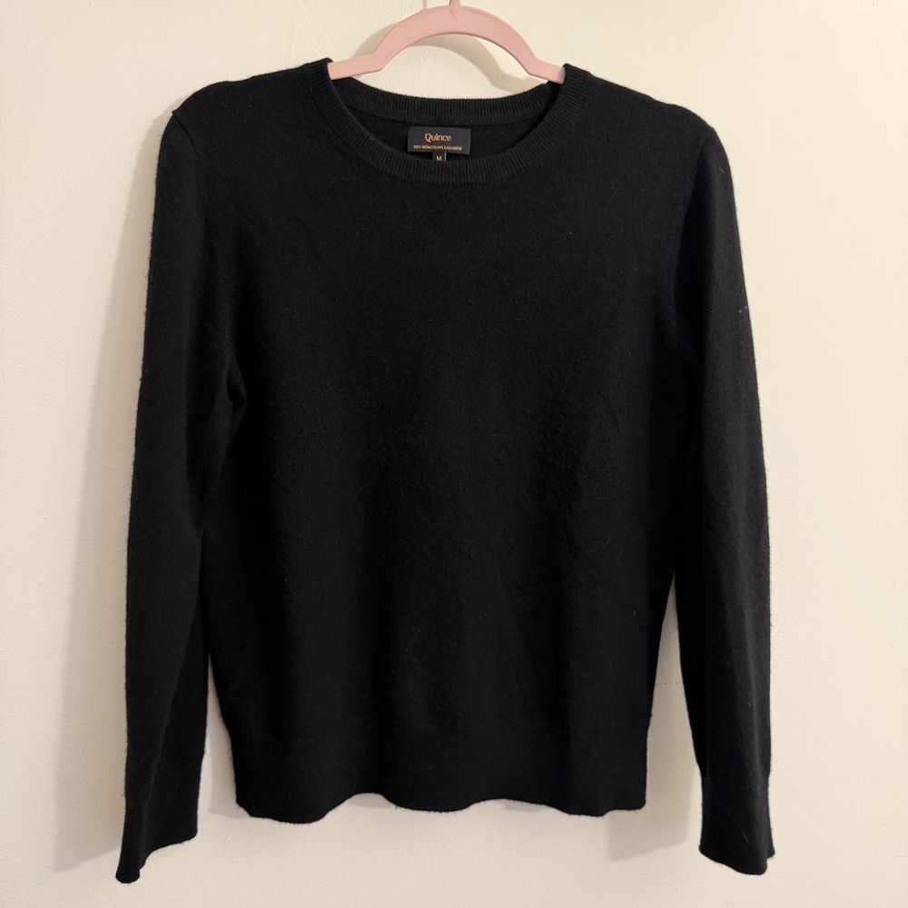 Quince Mongolian Cashmere Crewneck Sweater Black SGK001 Womens Medium